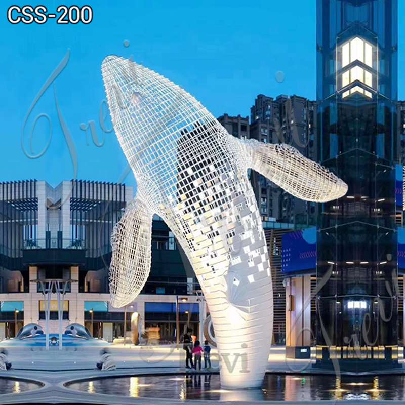 Outdoor Light Metal Whale Sculpture Giant Urban Decor Supplier CSS-200