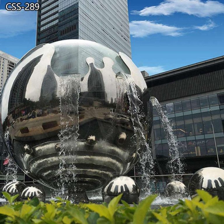 Stainless Steel Sphere Water Feature Sculpture Fountain Manufacturer CSS-289