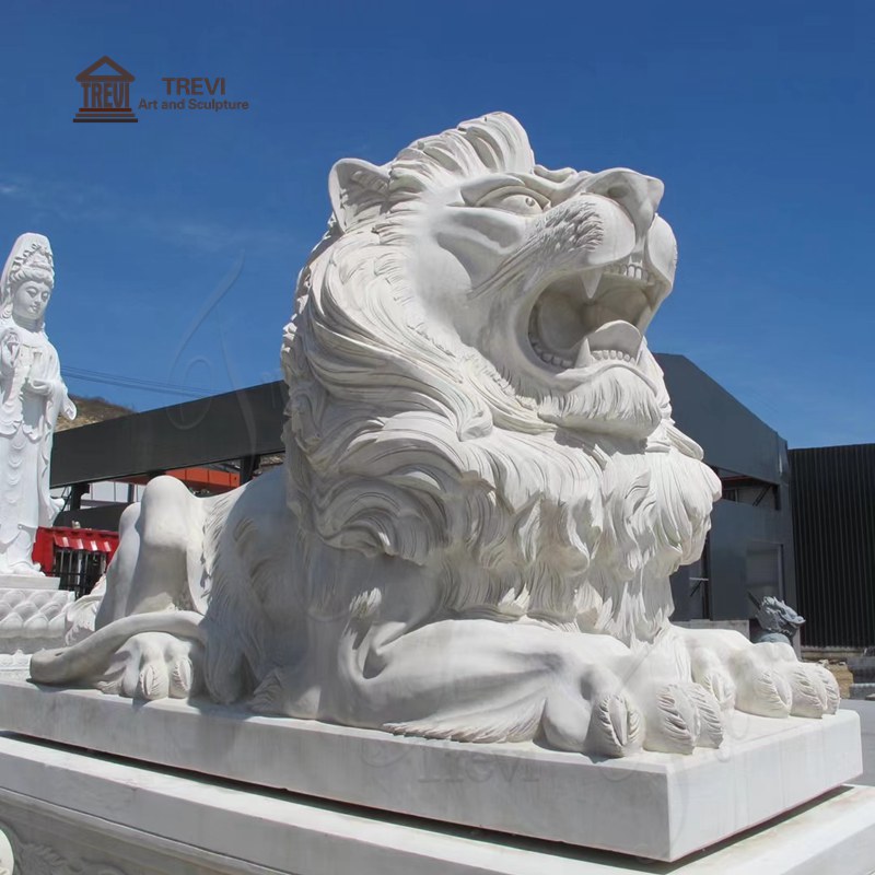 White Marble Lion Statue-01-Trevi Sculpture