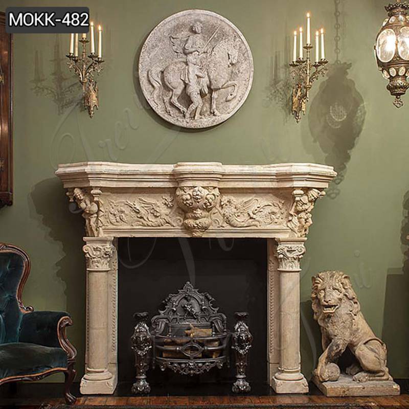 marble fireplace mantel- Trevi Sculpture