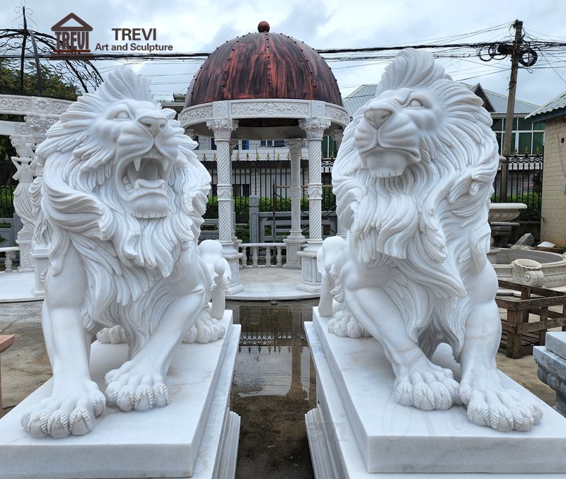 marble lion statue-02-Trevi Sculpture