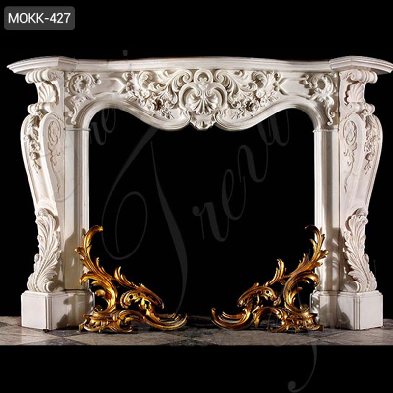 white marble fireplace surround - Trevi Sculpture