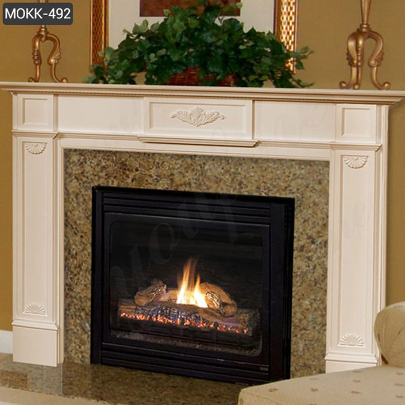 white marble fireplace surround - Trevi Sculpture