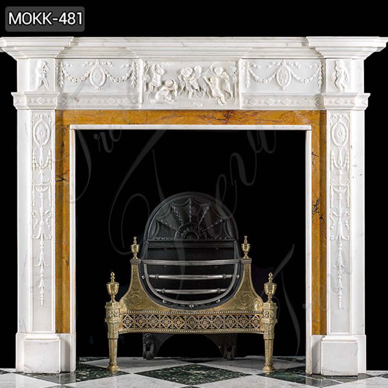 white marble fireplace surround - Trevi Sculpture