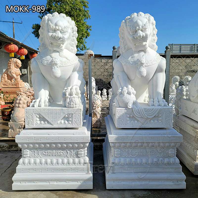 First Quality Marble Chinese Foo Dog Statue for Sale MOKK-989 (1)