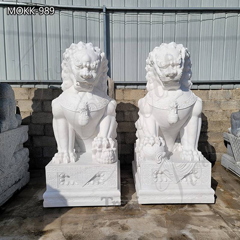 First Quality Marble Chinese Foo Dog Statue for Sale MOKK-989 (2)