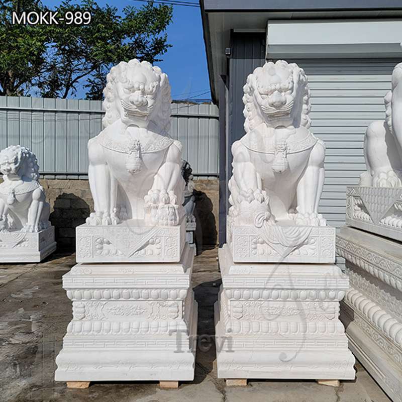 First Quality Marble Chinese Foo Dog Statue for Sale MOKK-989 (3)