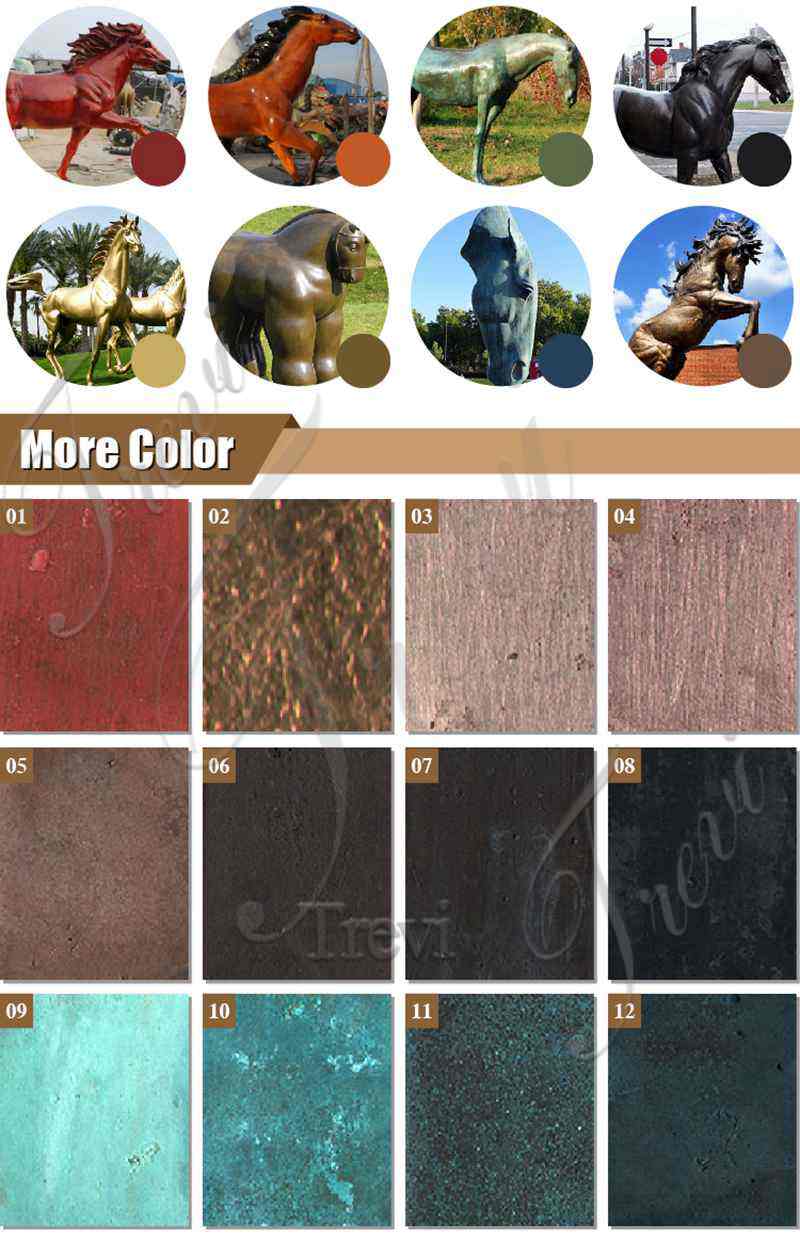 color choices for bronze horse statues for sale-Trevi Sculpture