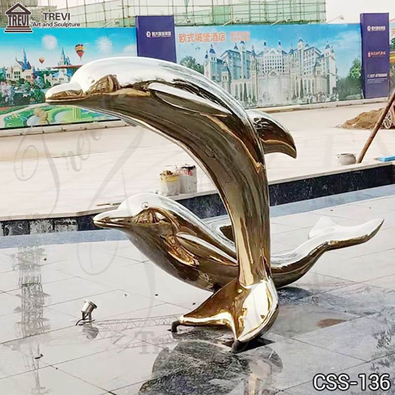 2. stainless steel dolphin sculpture-Trevi Sculpture