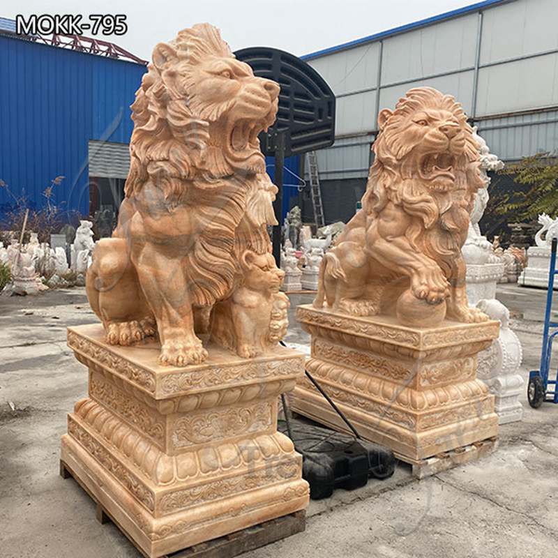 3.lion statues for front porch-Trevi Sculpture