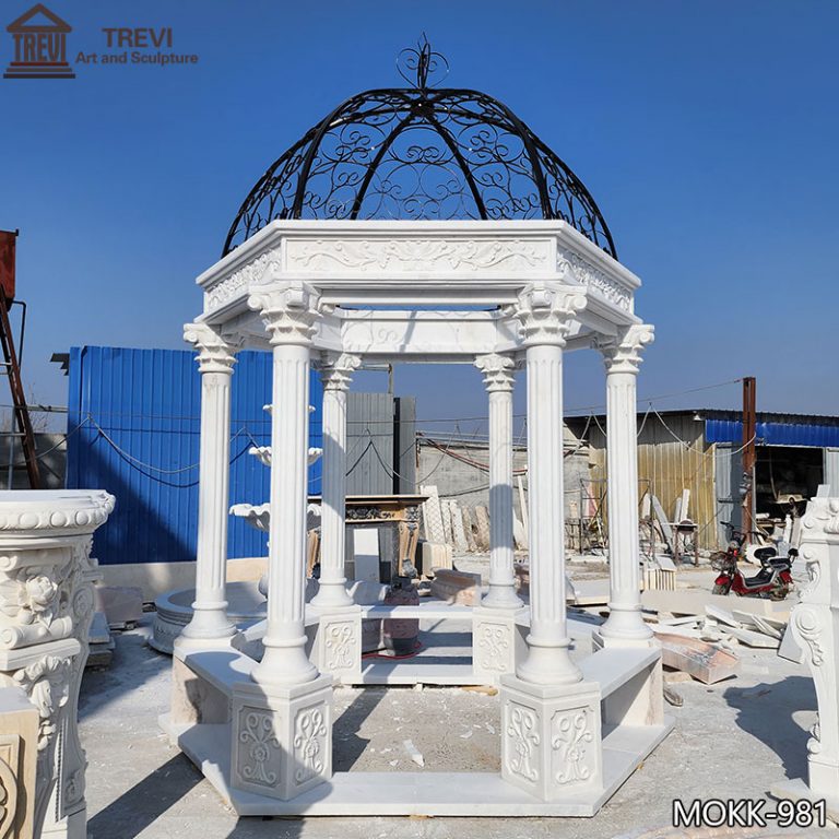 Hand-Carved-White-Marble-Gazebo-Outdoor-Factory-Supplier
