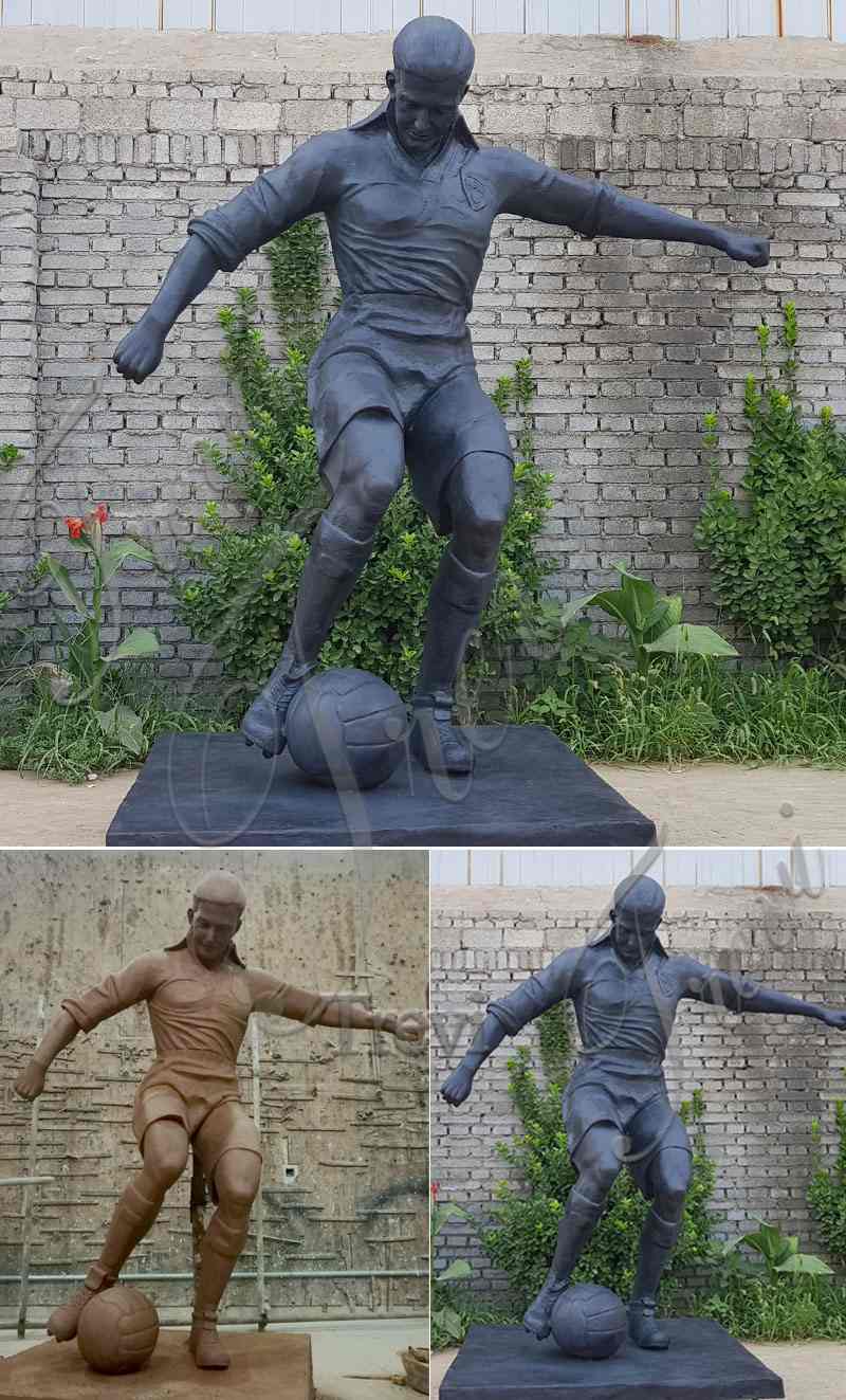 high degree of reduction of bronze football player statue-Trevi Sculpture
