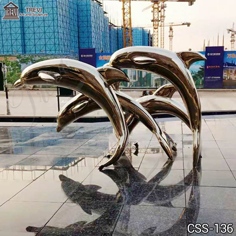 stainless steel dolphin sculpture-Trevi Sculpture
