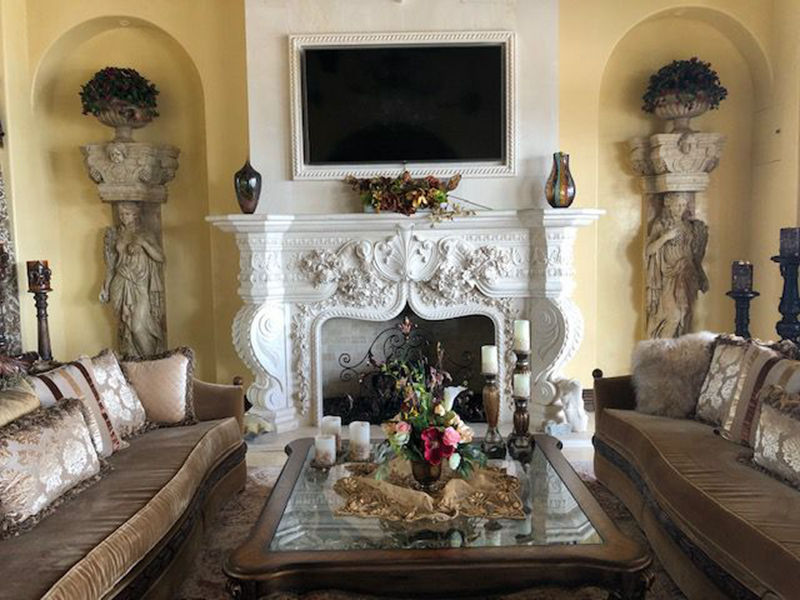 Marble fireplace mantel-Trevi Sculpture