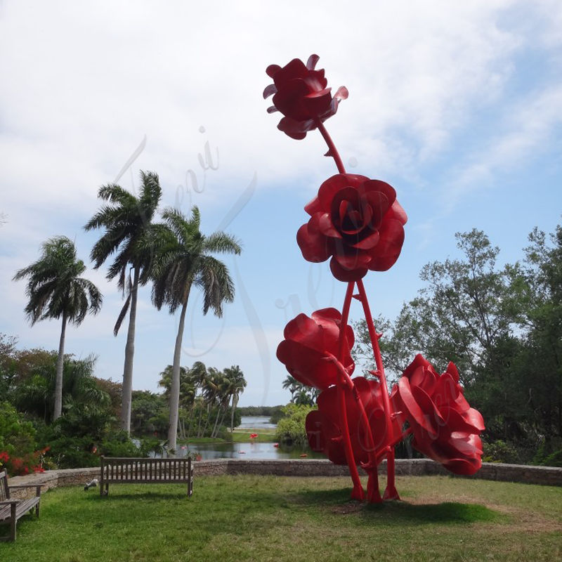 Metal rose sculpture - Trevi Sculpture