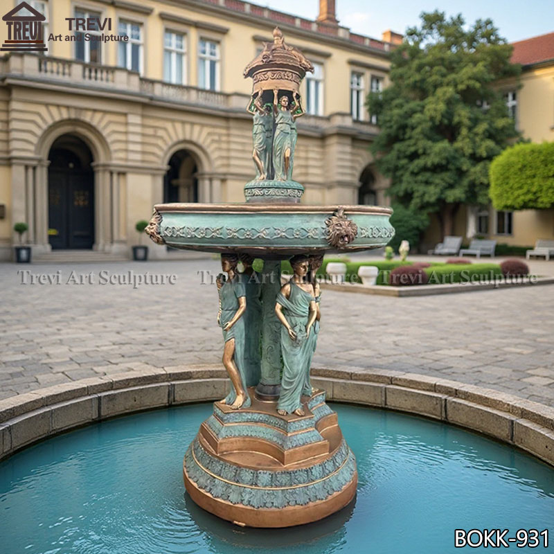 bronze water fountain with lady statues for sale