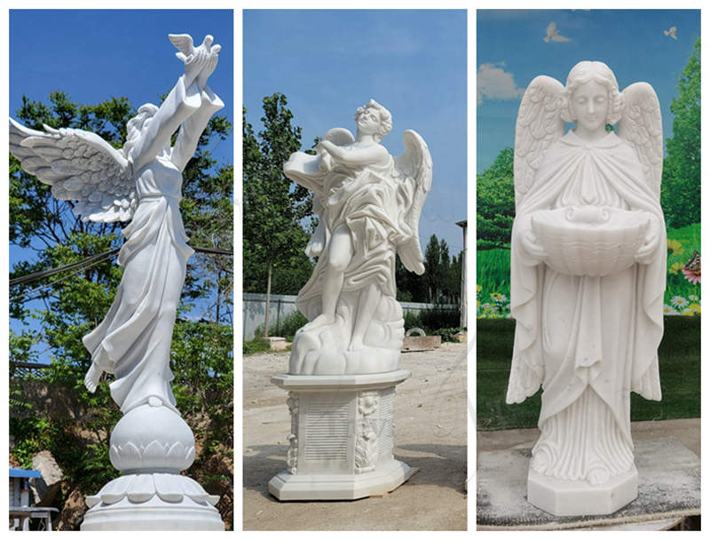 White outdoor angel statue-Trevi Sculpture
