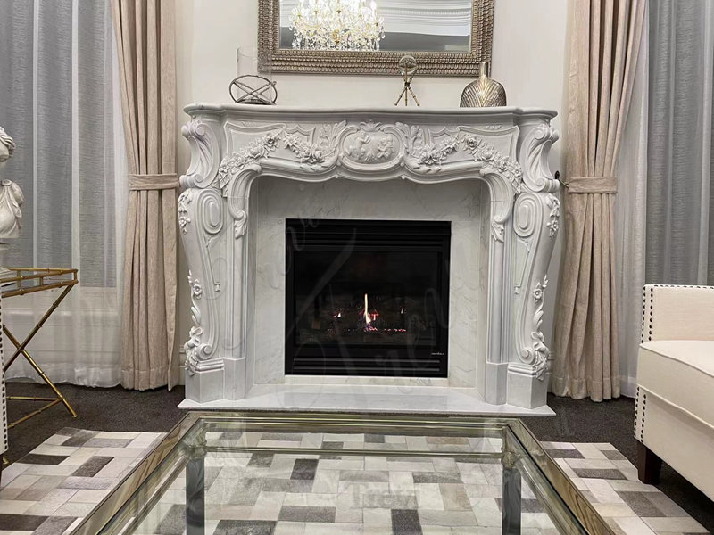 classical marble fireplace design-Trevi Sculpture