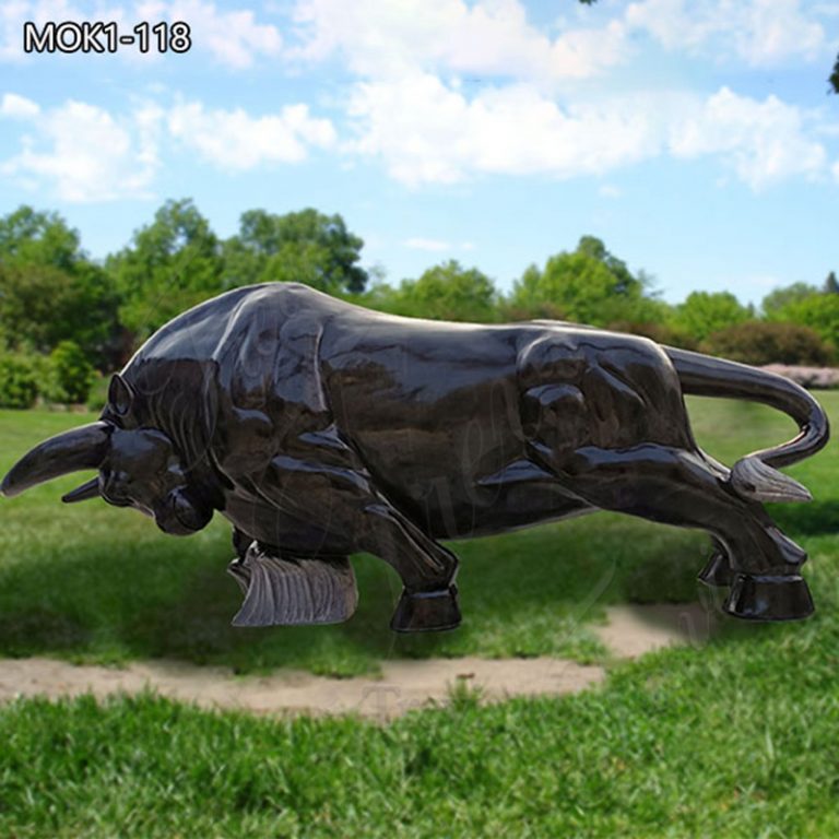 Natural Marble Black Bull Statue Wholesale MOK1-118