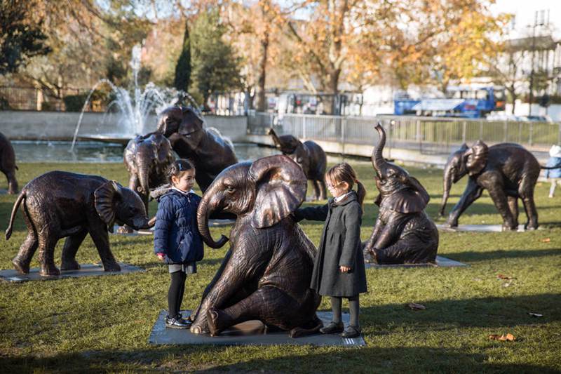 bronze elephant garden statue-Trevi Sculpture-01