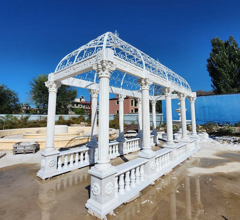 white marble gazebo-01-Trevi Sculpture