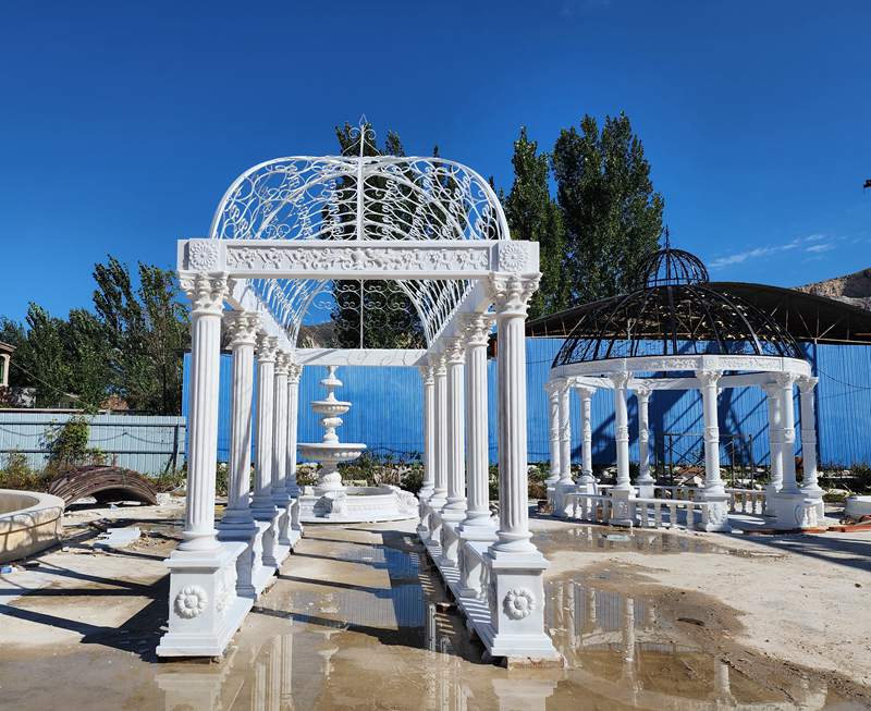 white marble gazebo-Trevi Sculpture