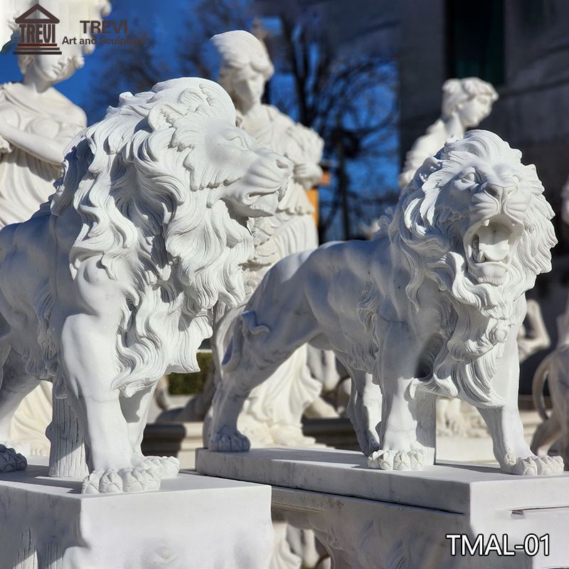 White Marble Lion Statue-Trevi Sculpture