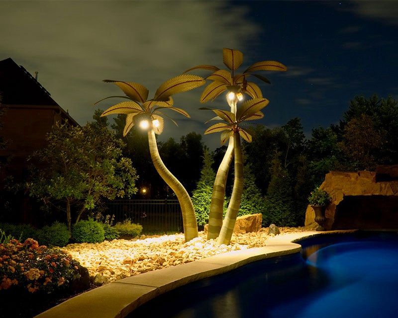 metal palm tree sculpture lighting