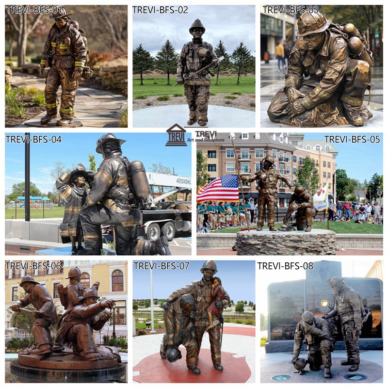 more bronze fireman statue
