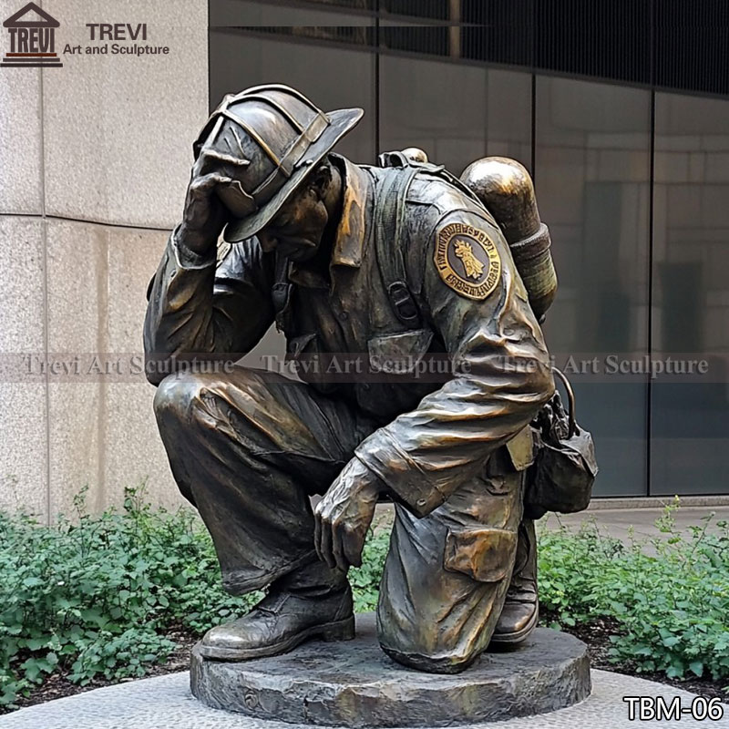 Memorial Kneeling Fireman Statue