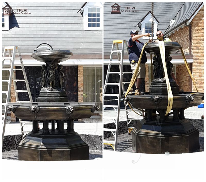 bronze fountain installation