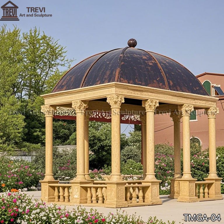 garden Beige Marble Column Gazebo Outdoor Decor