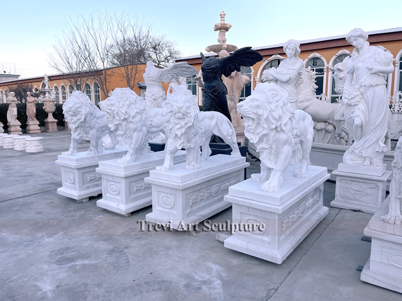 marble outdoor lion statues