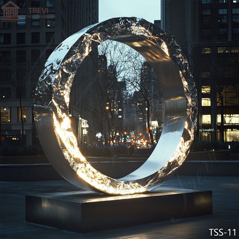 Stainless steel ring lighting sculpture
