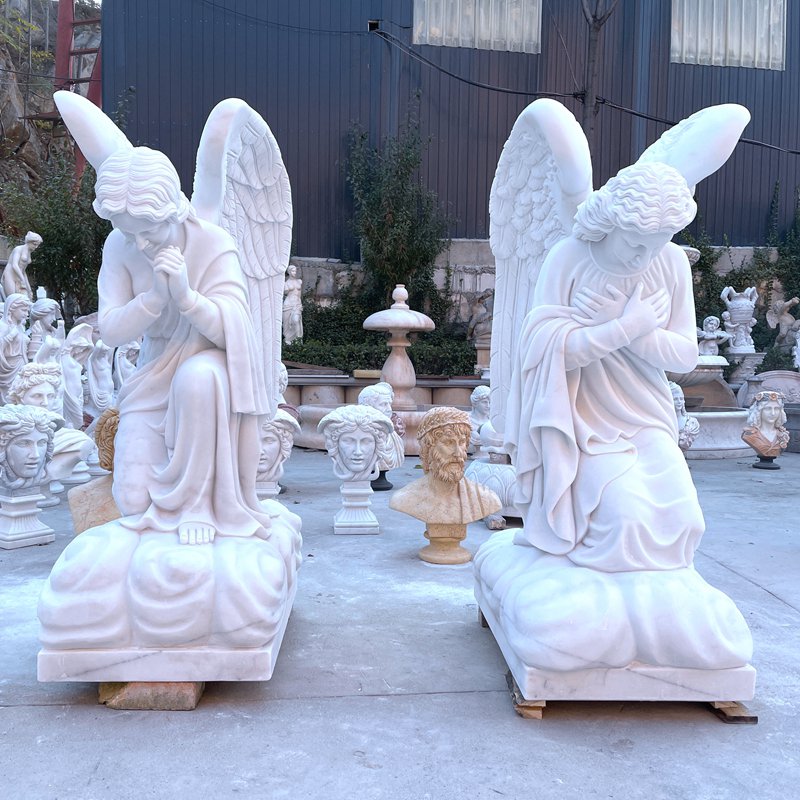 cemetery marble angel statues