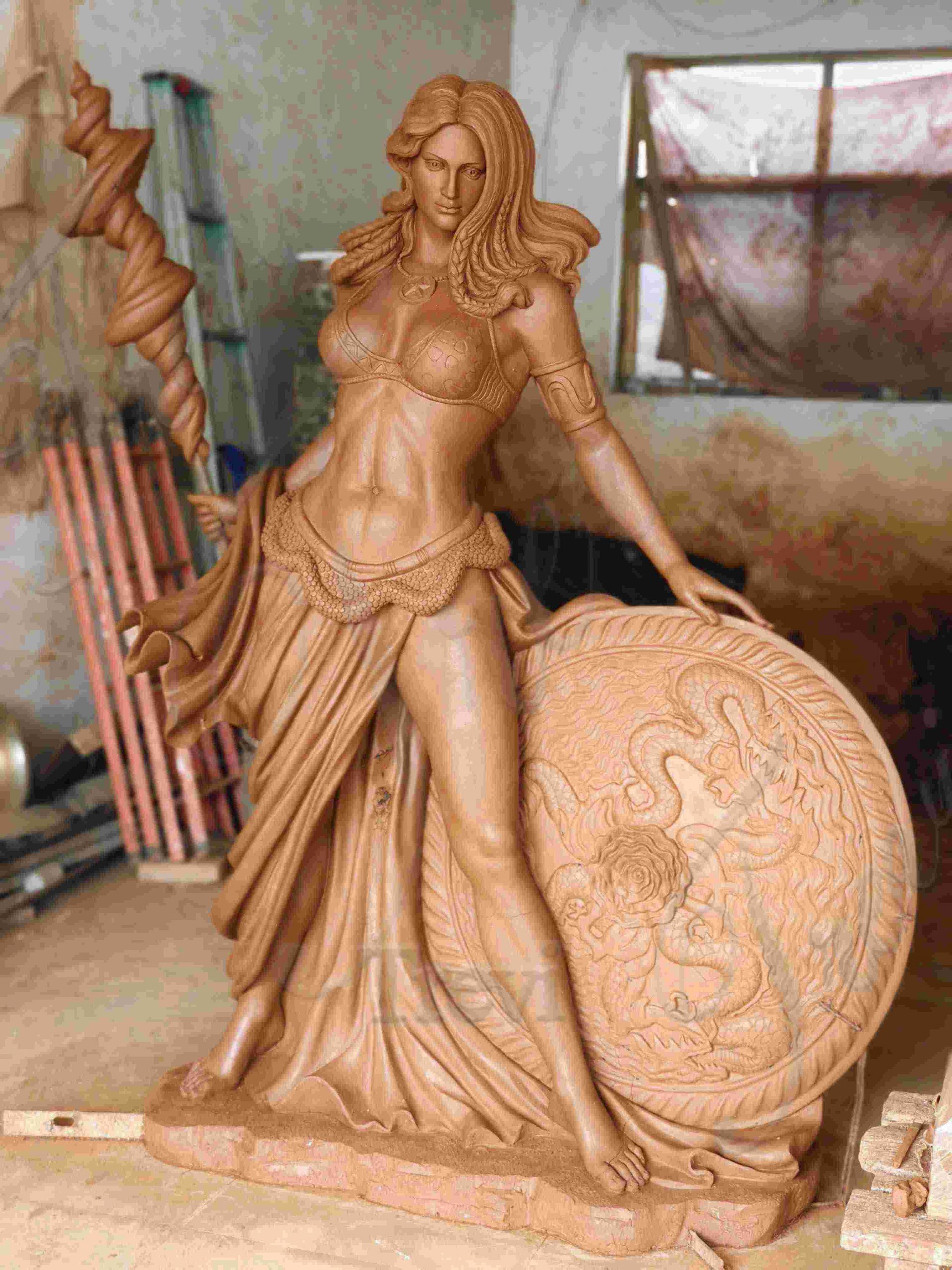 frigga bronze statue