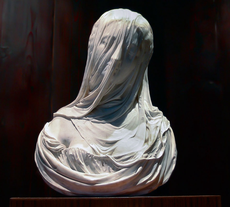 veiled lady marble bust statues