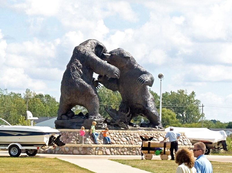 cast bronze bear sculpture