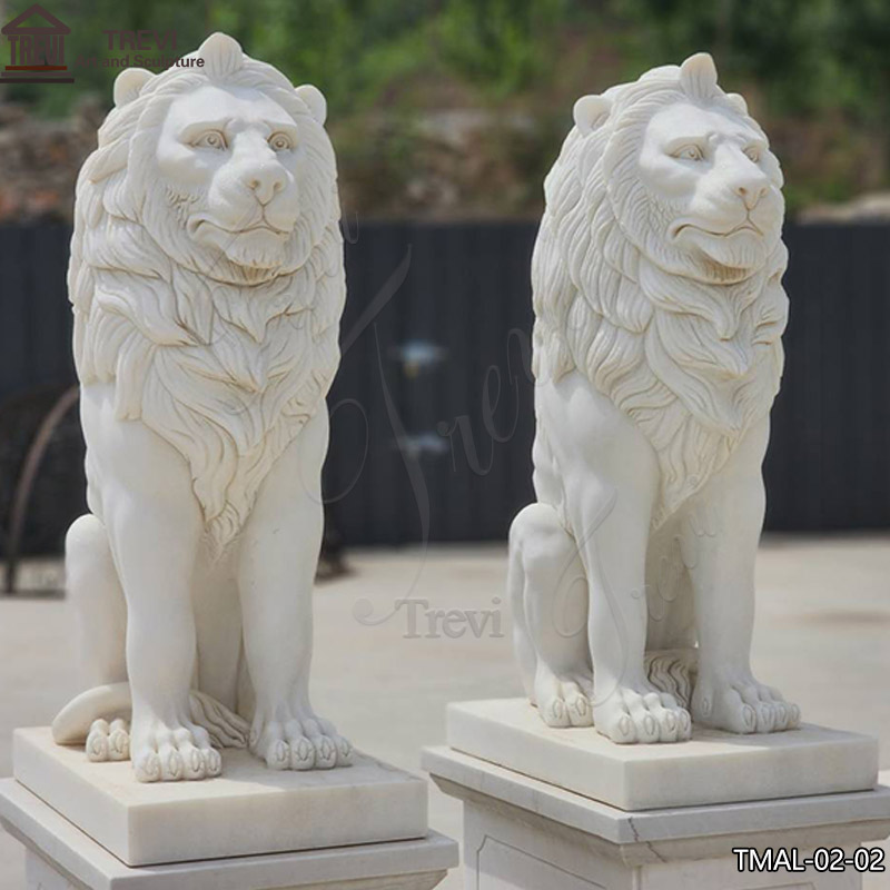 White Marble Lion Sculpture
