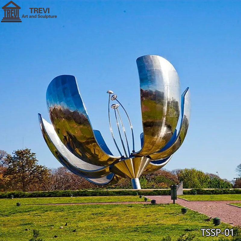 Large Metal Lotus Sculpture Urban Park Commercial Street Landmark