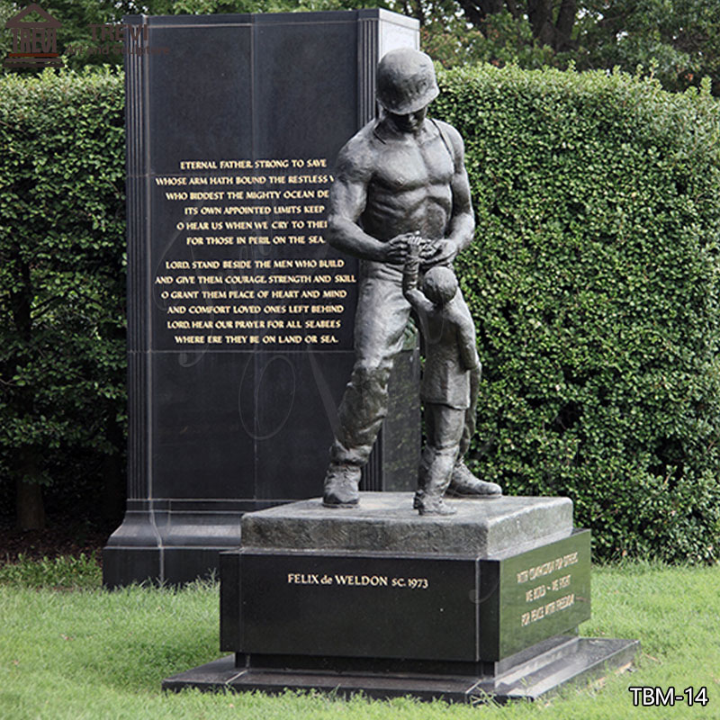 Bronze Soldier Seabee Statue Memorial Public Land Art