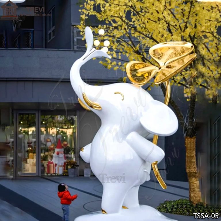 White Metal Elephant Sculpture