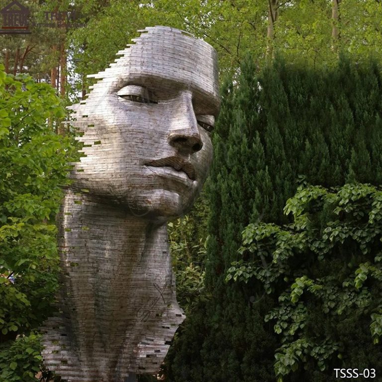 Stainless Steel Face Sculpture by Rafael Miranda San Juan for Sale