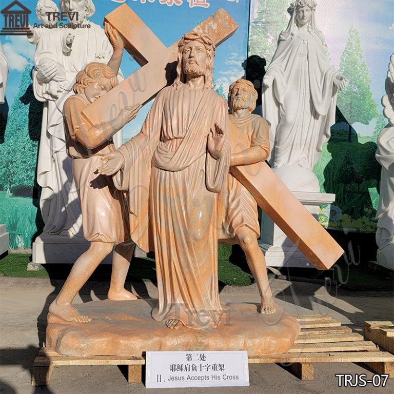 14 stations of Jesus marble statue