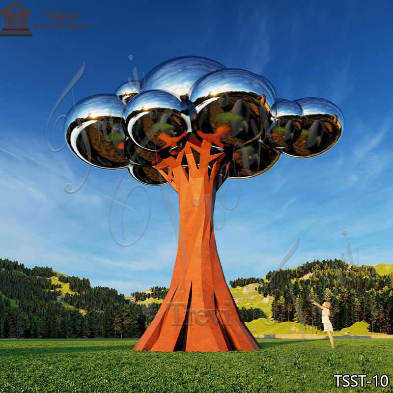 Large Metal Cloud Tree Sculpture Outdoor Park Landmark