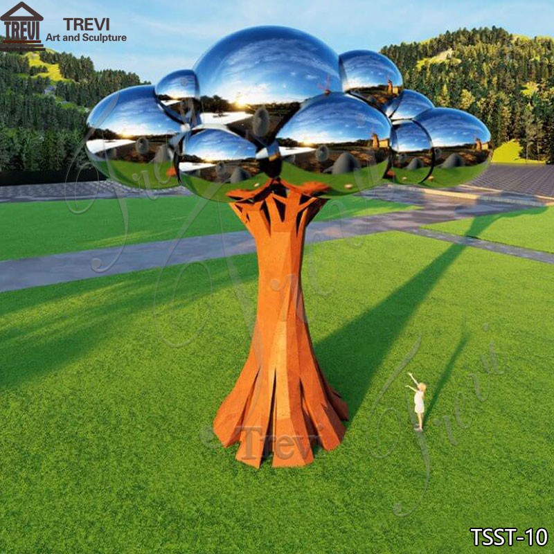 Large Metal Cloud Tree Sculpture Outdoor Park Landmark