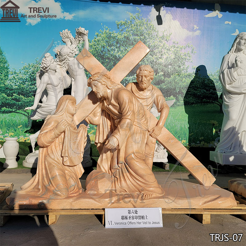 14 stations of Jesus marble statue