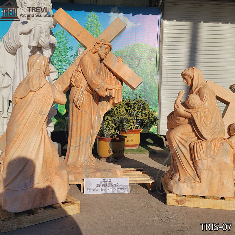 14 stations of Jesus marble statue