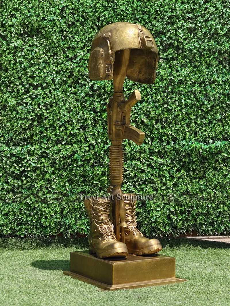 Bronze fallen soldier battle cross statue