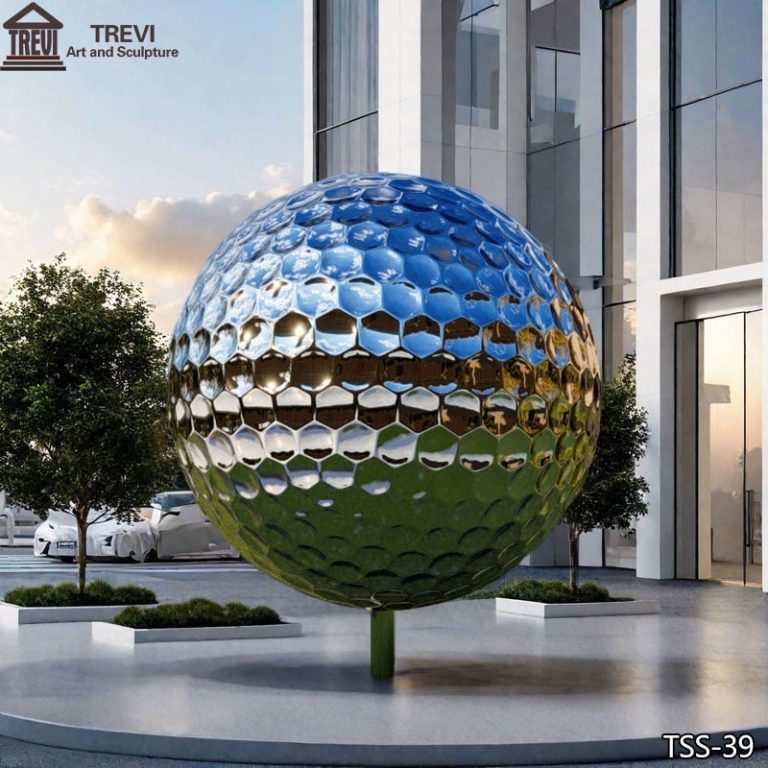 Large Mirror polished Golf Ball sculpture outdoor decor